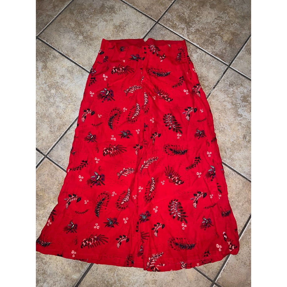 Free People Red Floral Wide Leg Pants